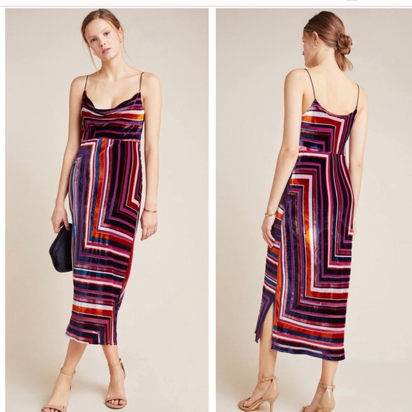 Anthropologie Dresses & Skirts - Anthropologie Tina Striped Multicolor VELVET Maxi Dress